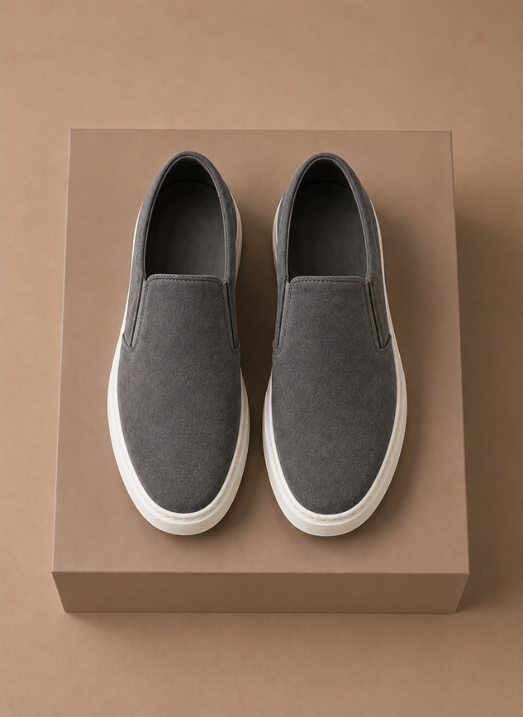 Men's FJØRNA suede slip-on sneakers with casual design, perfect for everyday wear and comfortable loafers style.