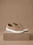 Men's suede slip-on sneakers by FJØRNA with casual loafers style, featuring a smooth suede upper and comfortable slip-on design.