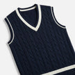 Men's wool sweater vest with V-neck and cable knit design, casual business style by FJØRNA.