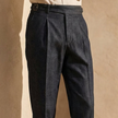 Men's high waist straight leg casual trousers by FJØRNA, featuring a tailored fit and classic style for everyday wear.