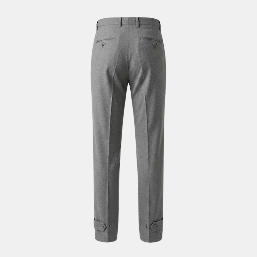 Men's tailored straight-leg trousers by FJØRNA, relaxed fit pants with a clean, classic design, shown on a model.