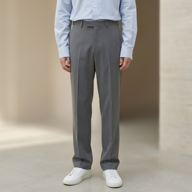 Men's straight-leg tailored trousers by FJØRNA, relaxed fit dress pants with a clean, modern look for professional or casual wear.