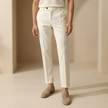 Men's relaxed fit straight leg casual trousers by FJØRNA, featuring a tailored fit and clean design, cropped style perfect for everyday wear.