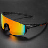 FJØRNA men's oversized cycling sunglasses with UV400 protection, black frame and tinted lenses for outdoor riding.