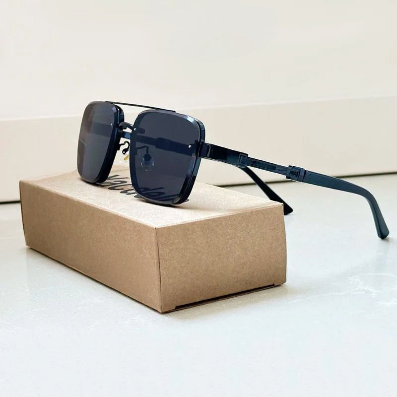 Men's square sunglasses by FJØRNA with dual top bar and gradient lenses, stylish and modern eyewear for men.