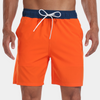Men's FJØRNA swim shorts with adjustable waistband and built-in compression liner, shown with a relaxed fit and vibrant color.