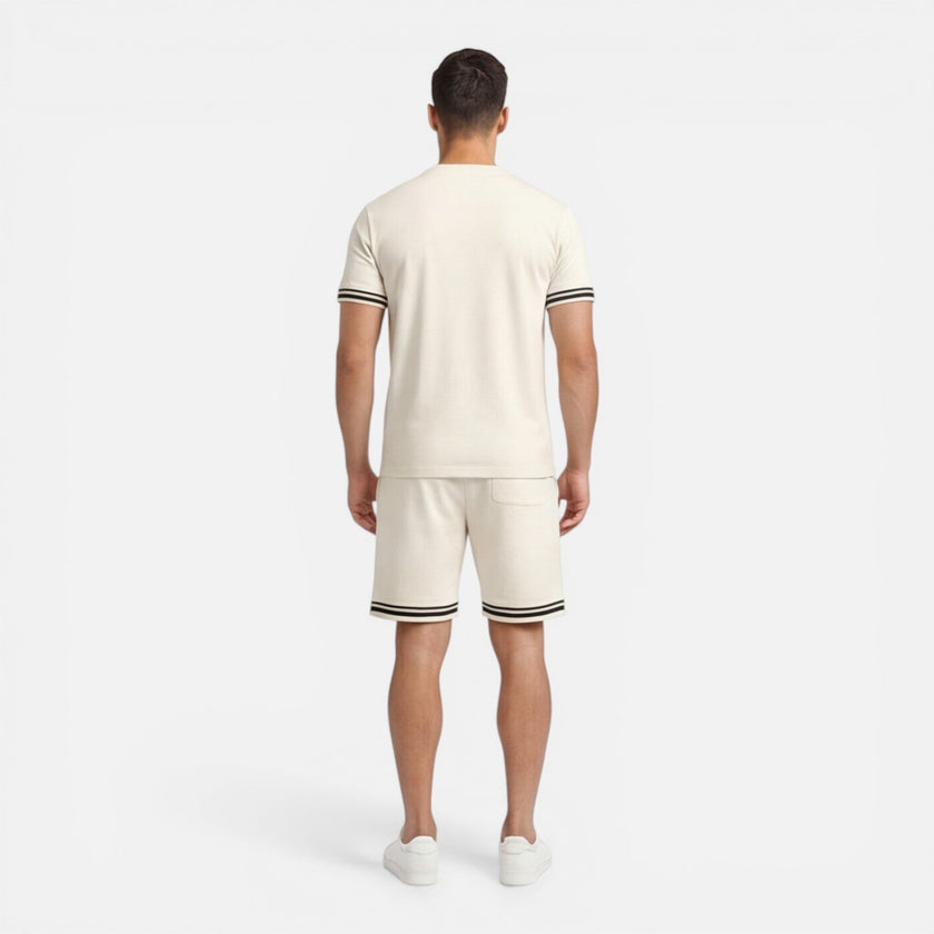 Men's summer set by FJØRNA featuring breathable casual shorts and matching shirt for comfortable warm-weather wear.