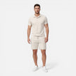 FJØRNA men's summer polo shirt and shorts set, slim fit, casual outfit with short sleeves and matching shorts, ideal for warm weather.
