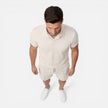 Men's summer slim fit polo shirt and shorts set by FJØRNA, casual men's outfit with a stylish polo and comfortable shorts.