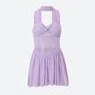 FJØRNA mesh strapless mini dress for women, stylish party and day wear, shown on a model with a fitted silhouette and trendy design.