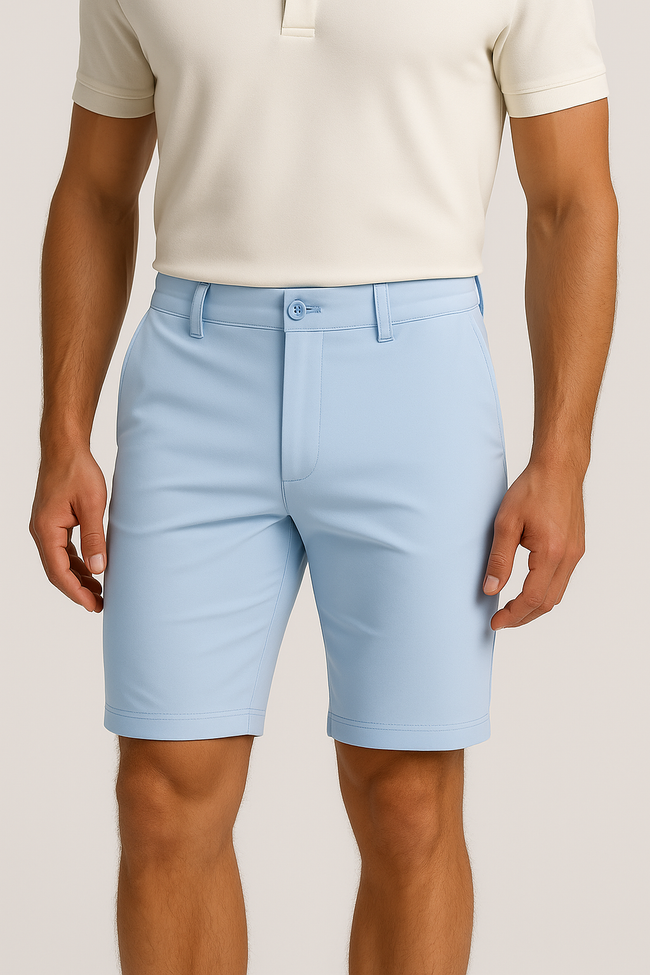 Light blue FJØRNA men's Bermuda shorts with a relaxed fit, suitable for casual summer wear.