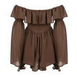 Mocha brown mini dress by FJØRNA, featuring a stylish Y2K streetwear design, perfect for casual or trendy outfits.