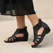 FJØRNA women's orthopedic heeled wedge sandals with cut-out design, stylish open-toe shoes for comfortable summer wear