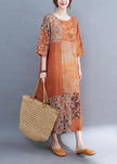 FJØRNA modern color block white O-neck dress with half sleeves, loose fit, and side open design for summer wear.