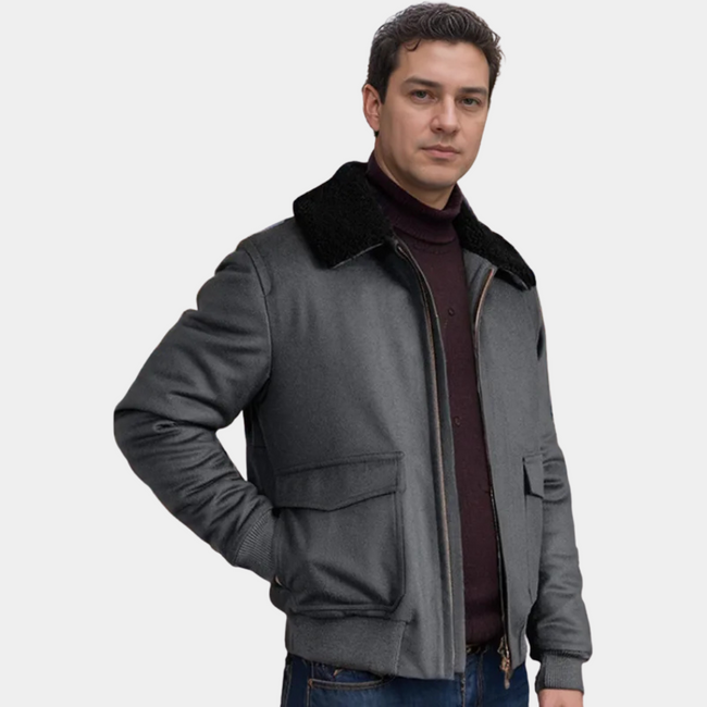 Woolen Collar Jacket Gray 1