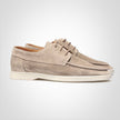 FJØRNA men's modern slip-on dress shoes with sleek silhouette in beige, suitable for formal occasions.