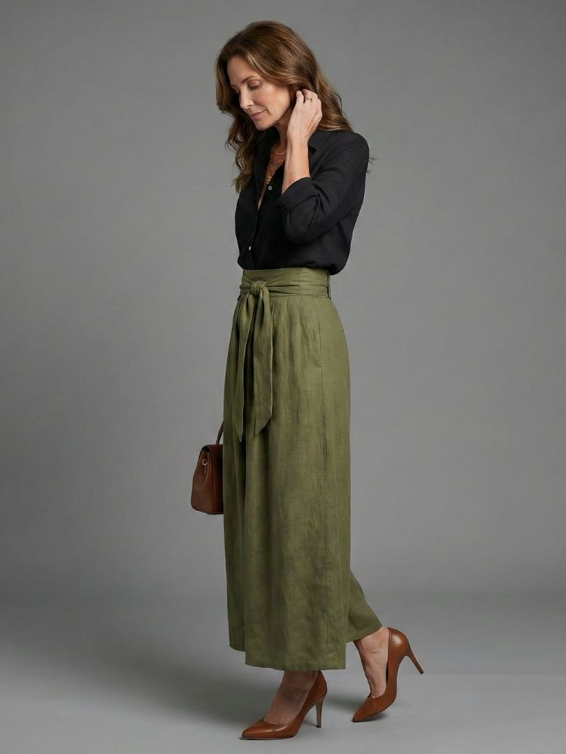 FJØRNA women's summer two-piece set with high waist co-ord, featuring a stylish top and matching shorts in light, breathable fabric.