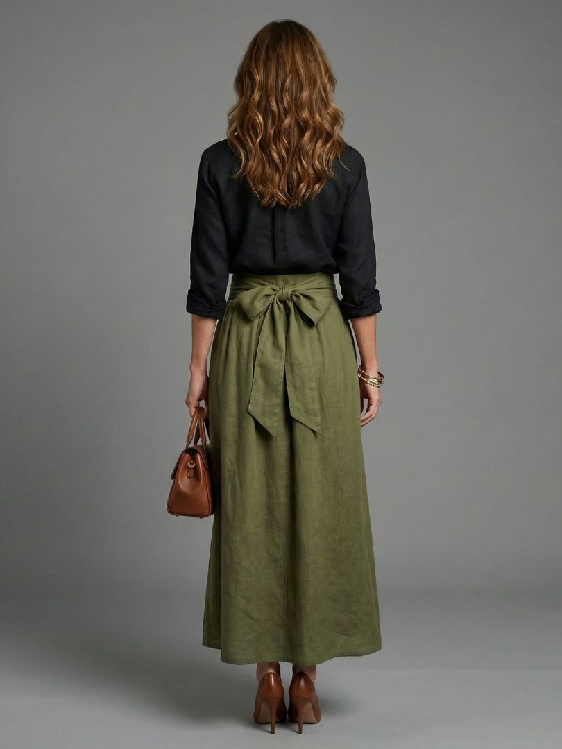 FJØRNA women's summer two-piece set featuring a high waist co-ord with stylish top and matching skirt in lightweight fabric.