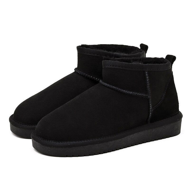 Fur-Lined Black Ankle Boots - 7
