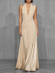 Nude Satin Dress | Evening Dress