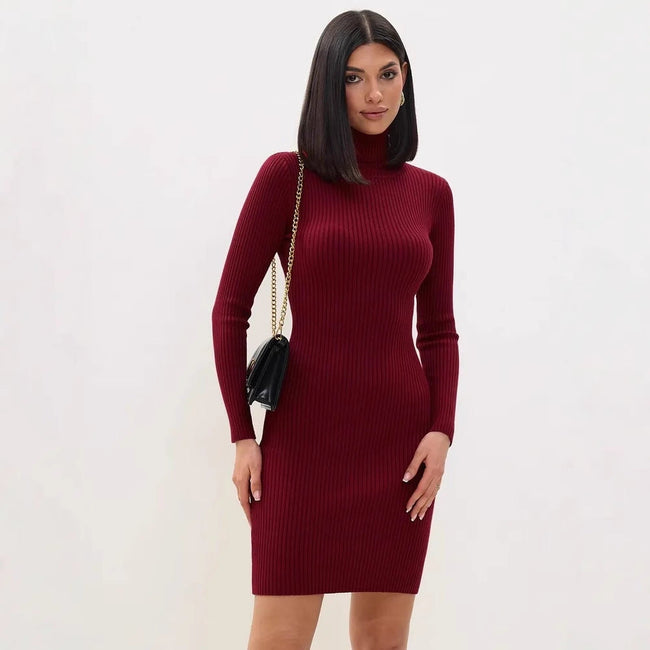 Sophia – Winter Dress Women’s – Stylish Ribbed Knit | Sweater Dress - 1