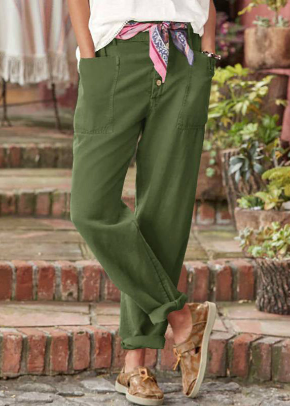 FJØRNA lightweight summer women’s high waist relaxed fit breathable pantalons, shown in a natural relaxed fit style.