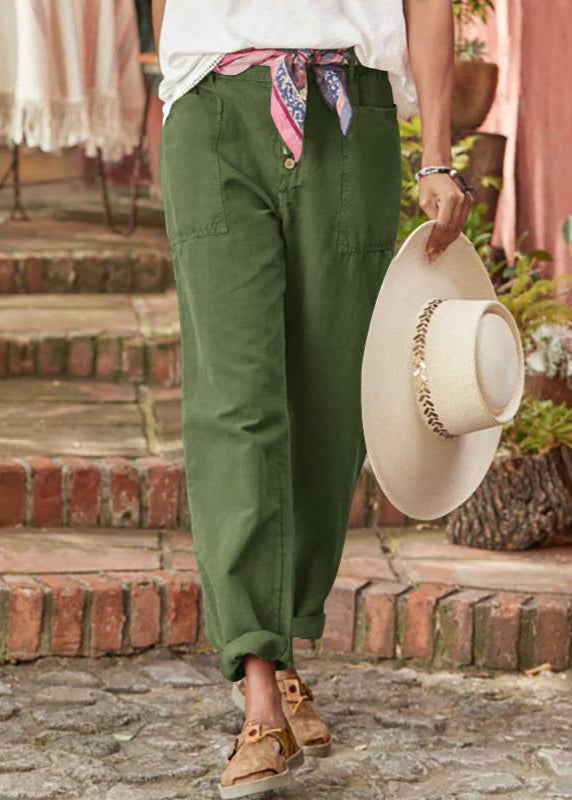 FJØRNA lightweight summer women's high waist relaxed fit breathable pantalons displayed on a model.