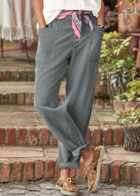 FJØRNA women’s high waist lightweight summer trousers with relaxed fit and breathable fabric, perfect for warm weather.
