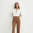 FJØRNA women's cotton blouse with long sleeves and classic collar, lightweight and breathable for everyday wear