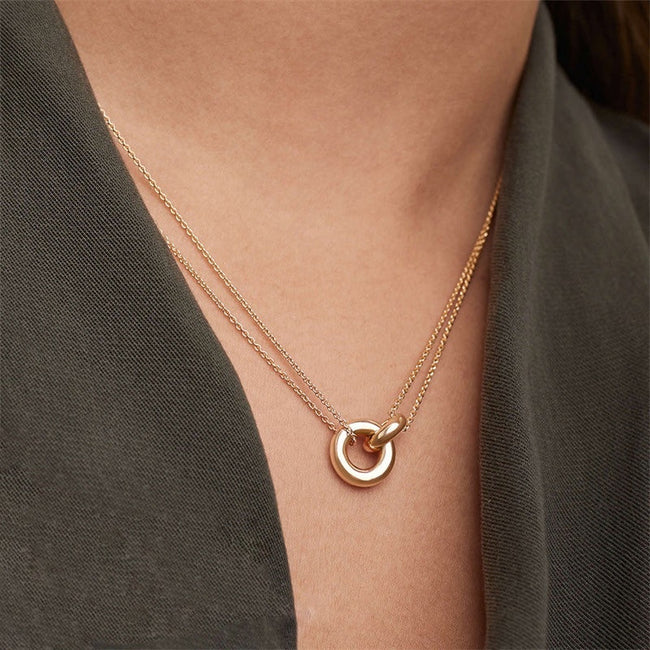 Lily | Dual-Tone Circle Necklace in 14K Gold & Silver