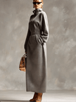 Grey Waffle Long Sleeve Maxi Dress | Casual Dress