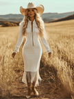 White Denim Tassel Maxi Dress | Casual Dress