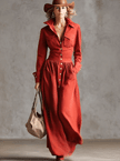 Red Linen Maxi Dress | Casual Dress
