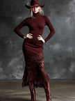 Burgundy Lace Maxi Dress | Evening Dress