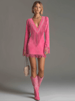 Red Faux Suede Tassel Mini Western Dress Western | Casual Dress