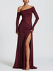 FJØRNA one-shoulder high-slit maxi dress for women, elegant summer dress with a flowing silhouette and stylish design.