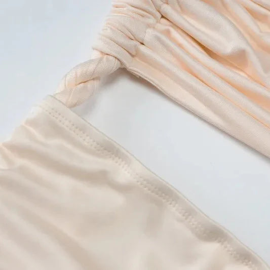 FJØRNA one-shoulder ruched maxi dress for women, perfect for summer and special occasions, displayed on a hanger.
