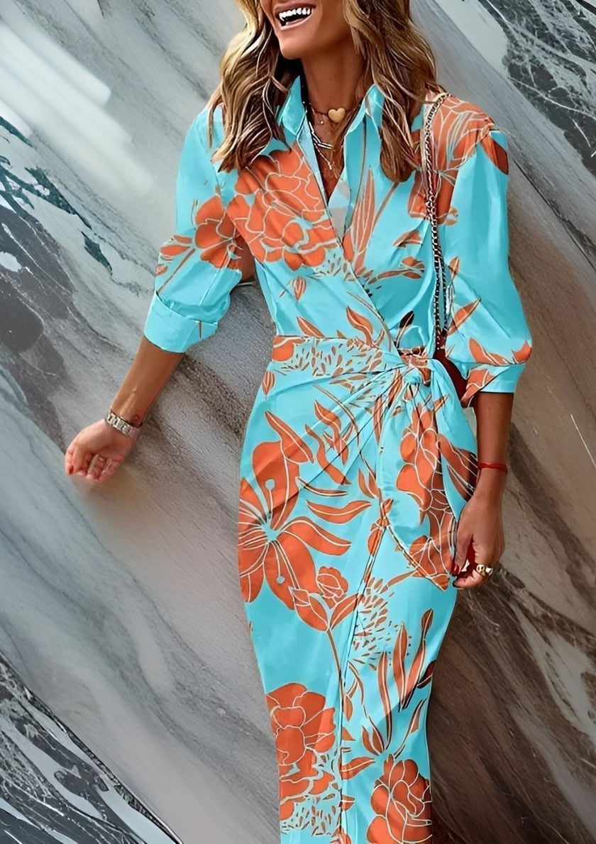 FJØRNA Olivia printed camisole dress in white, featuring a relaxed fit and elegant design, perfect for casual or semi-formal wear.