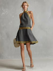 Orange Linen Sleeveless Mini Elegant Dress Elegant | Evening Dress