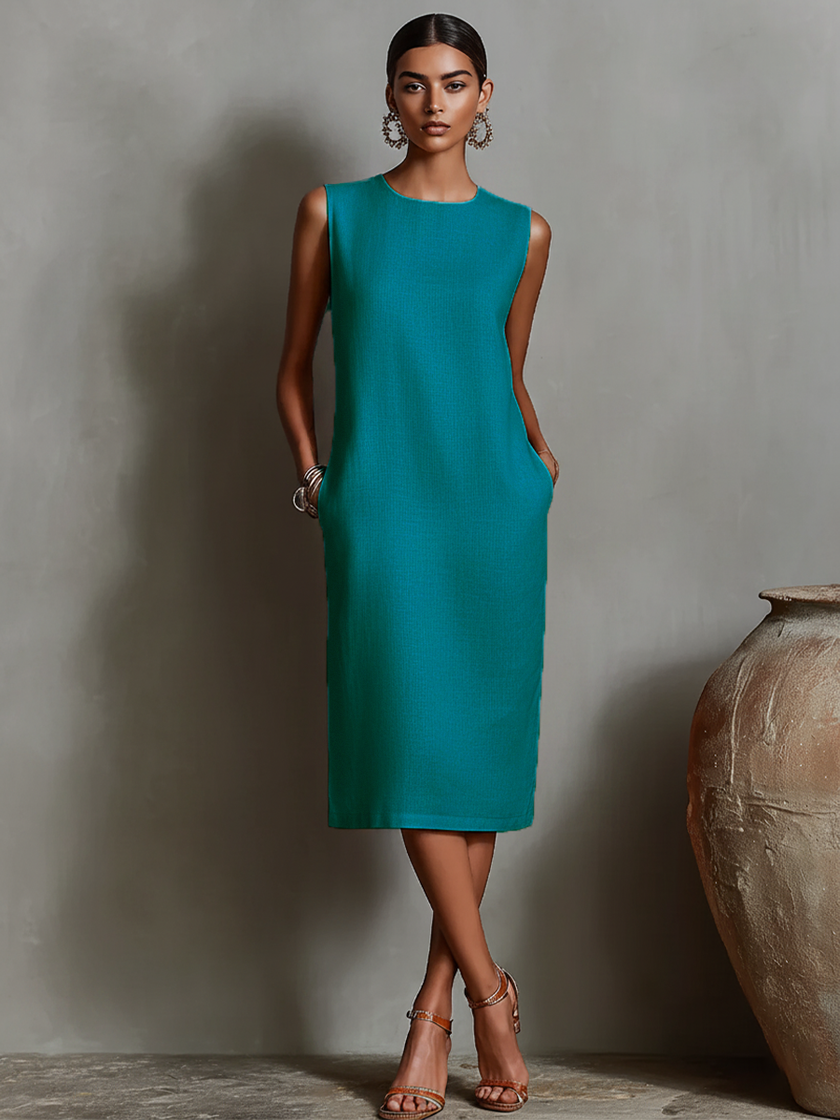 Orange Linen Sleeveless Mini Womens Dress Womens | Evening Dress