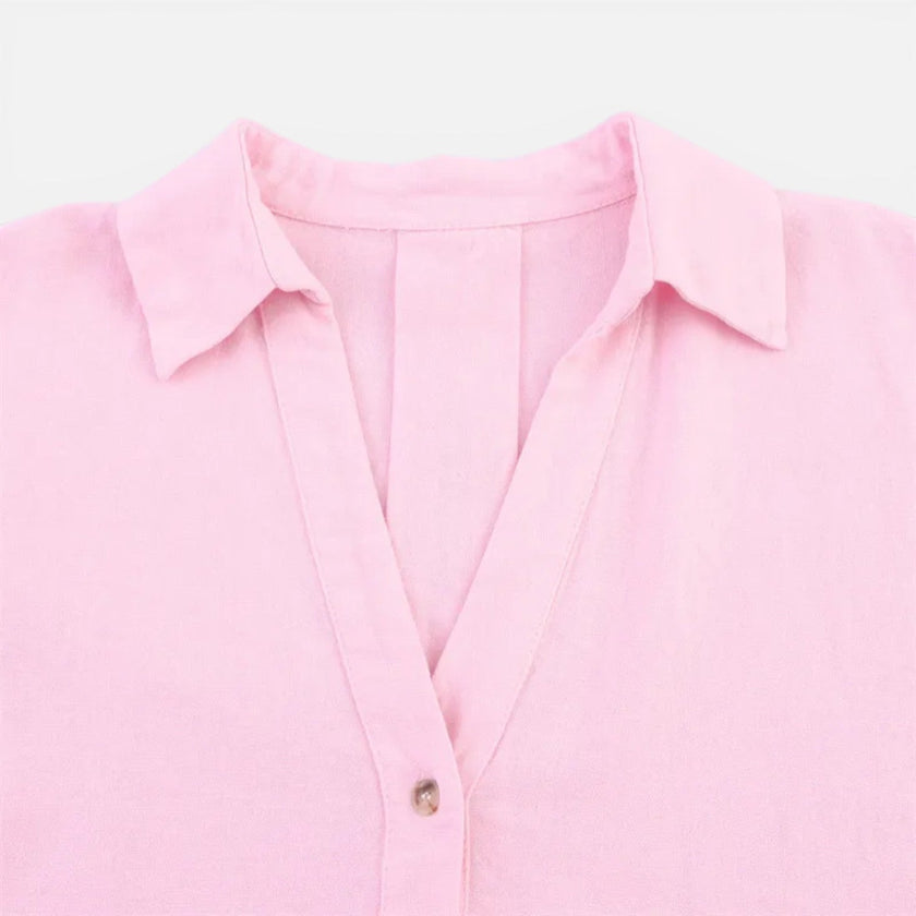 Lightweight women's summer blouse by FJØRNA, loose fit vacation shirt with relaxed, oversized design and breathable fabric.