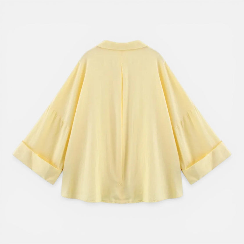 Women’s lightweight summer blouse by FJØRNA, loose fit vacation shirt with flowy fabric and casual style.
