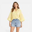 Women’s lightweight summer blouse from FJØRNA, loose fit vacation shirt with relaxed, oversized style and breathable fabric.