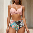 FJØRNA leopard print bikini with a form-fitting design and sweetheart neckline, shown in peach color.