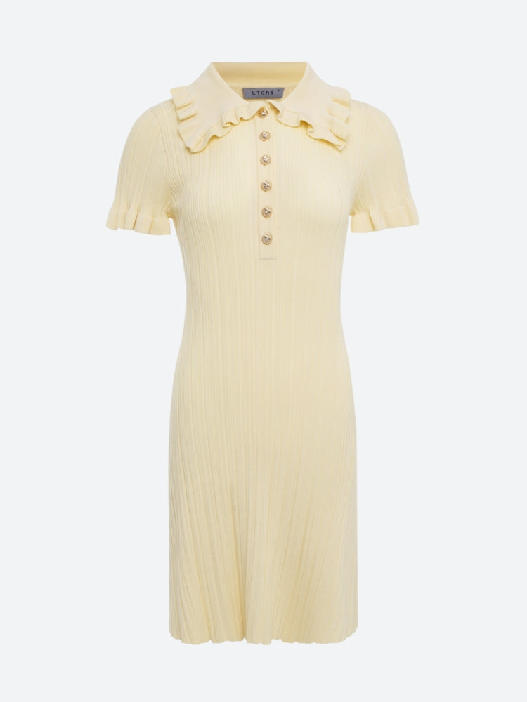 FJØRNA women's mini dress with Peter Pan collar, perfect for party and daytime, showcasing a stylish and elegant dress design.