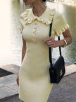 FJØRNA women's mini dress with a classic Peter Pan collar, suitable for party and day wear, stylish and comfortable.