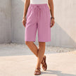 Pink FJØRNA summer cotton drawstring shorts for women, casual and comfortable women’s clothing shorts.