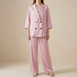 Pink FJØRNA 2-piece relaxed blazer and wide-leg trouser set, featuring a stylish tailored blazer and matching wide-leg trousers.
