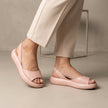 Pink FJØRNA women's orthopedic wedge sandals with adjustable straps, designed for comfort and support.