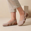 Pink FJØRNA orthopedic closed-toe slingback women's sandals with cushioned soles and supportive design.